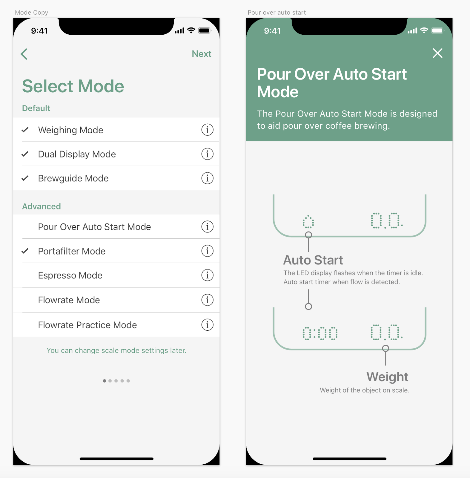 Acaia Pearl Scale Timer Auto-Start Mode 