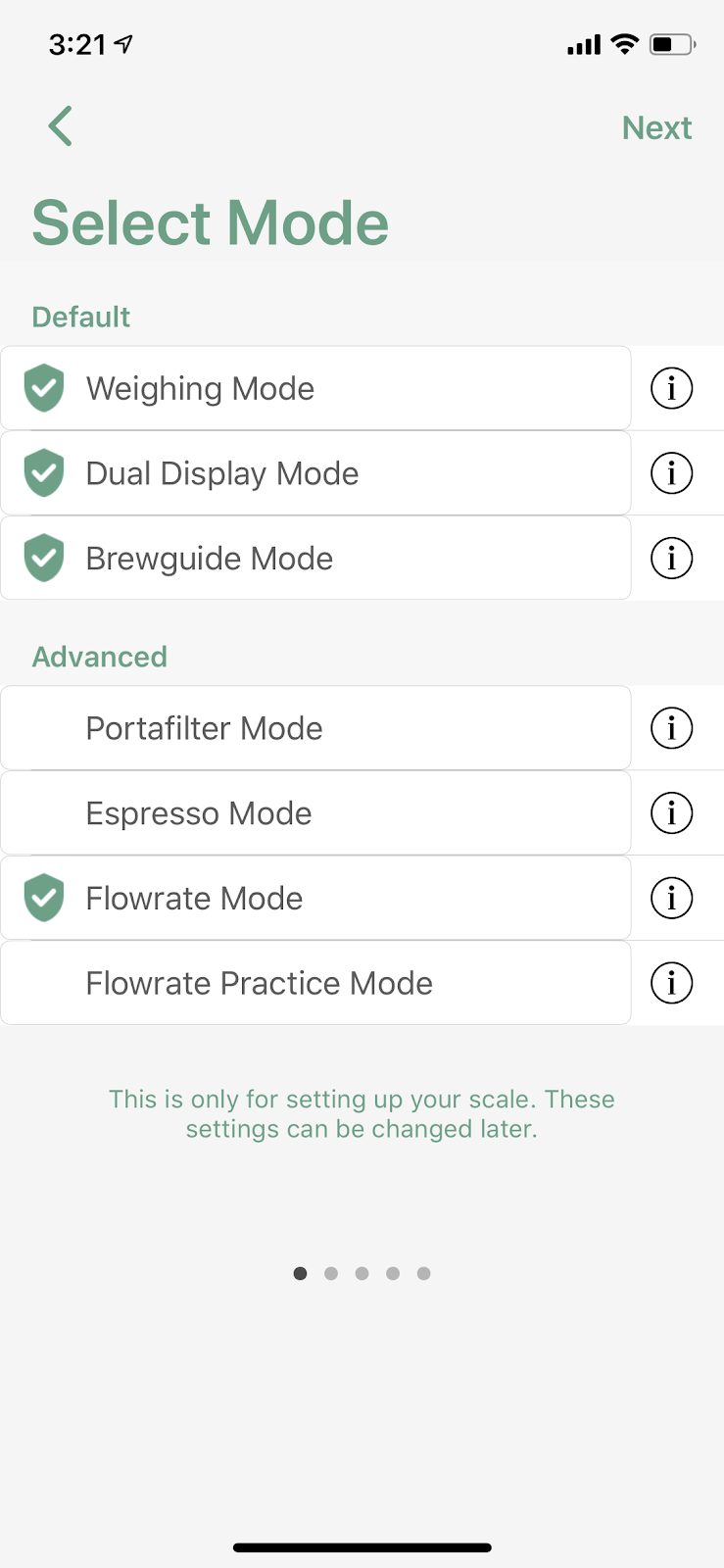 How to turn on and off modes on scales – Acaia Corporation